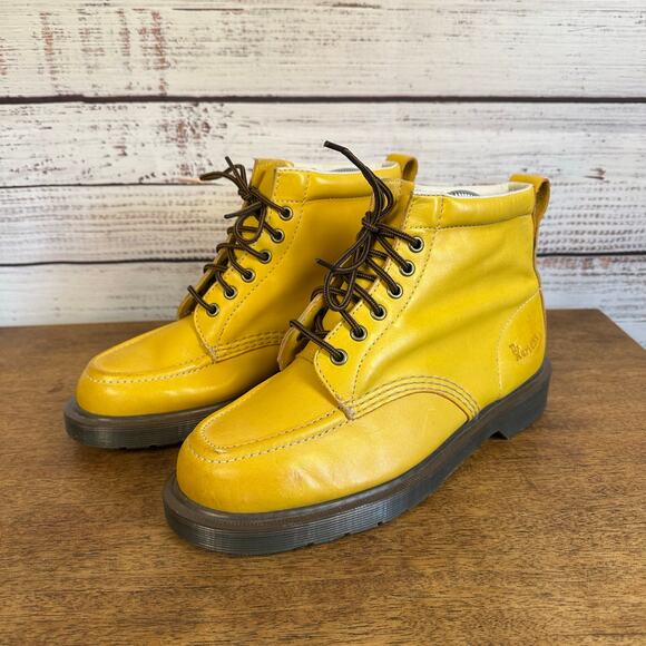 VTG Dr Doc Martens Yellow Gold Lace Up Damian Leather Boots Shoes US Mens 8 EU41 main image 4